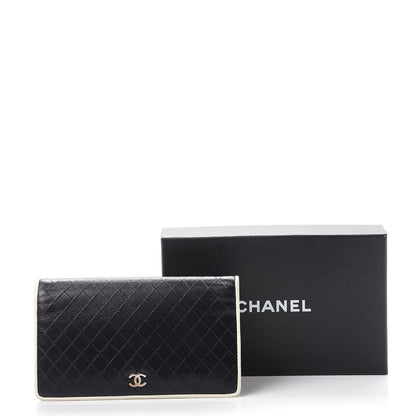 Chanel Calfskin Diamond Stitched Yen Wallet Dark Navy Blue 14 of 14