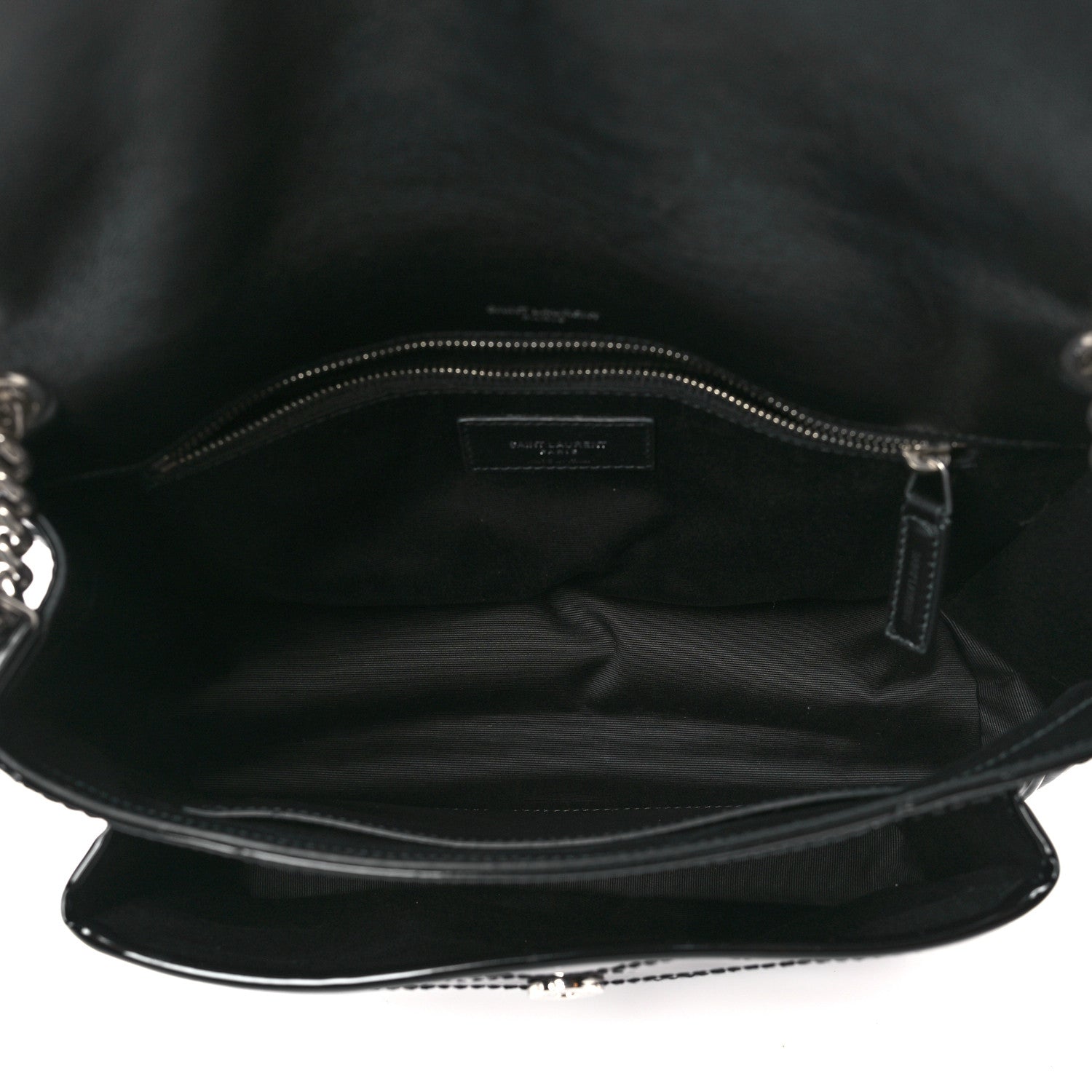 Saint Laurent Faux Patent Matelasse Monogram Medium Niki Chain Satchel Black 3 of 7