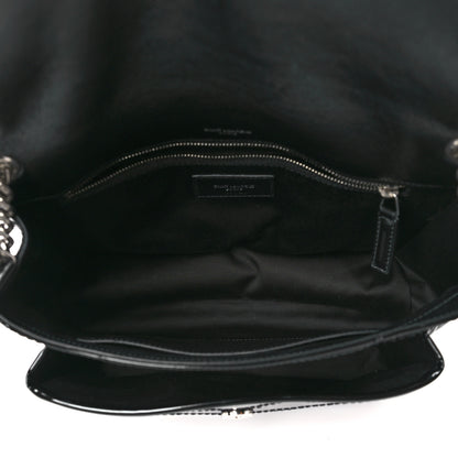 Saint Laurent Faux Patent Matelasse Monogram Medium Niki Chain Satchel Black 3 of 7