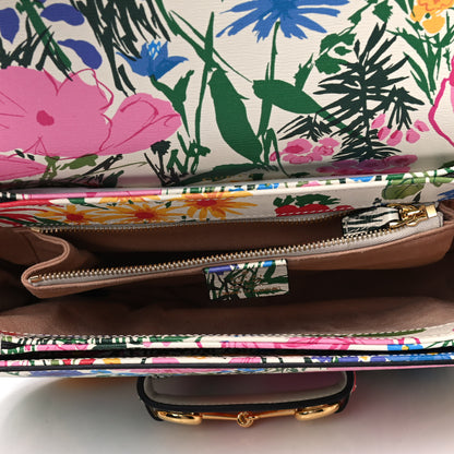 Gucci X KEN SCOTT New Shangai Calfskin Jardin D'Avril Floral Print Horsebit 1955 Shoulder Bag Ivory Pink Wild Rose 4 of 4