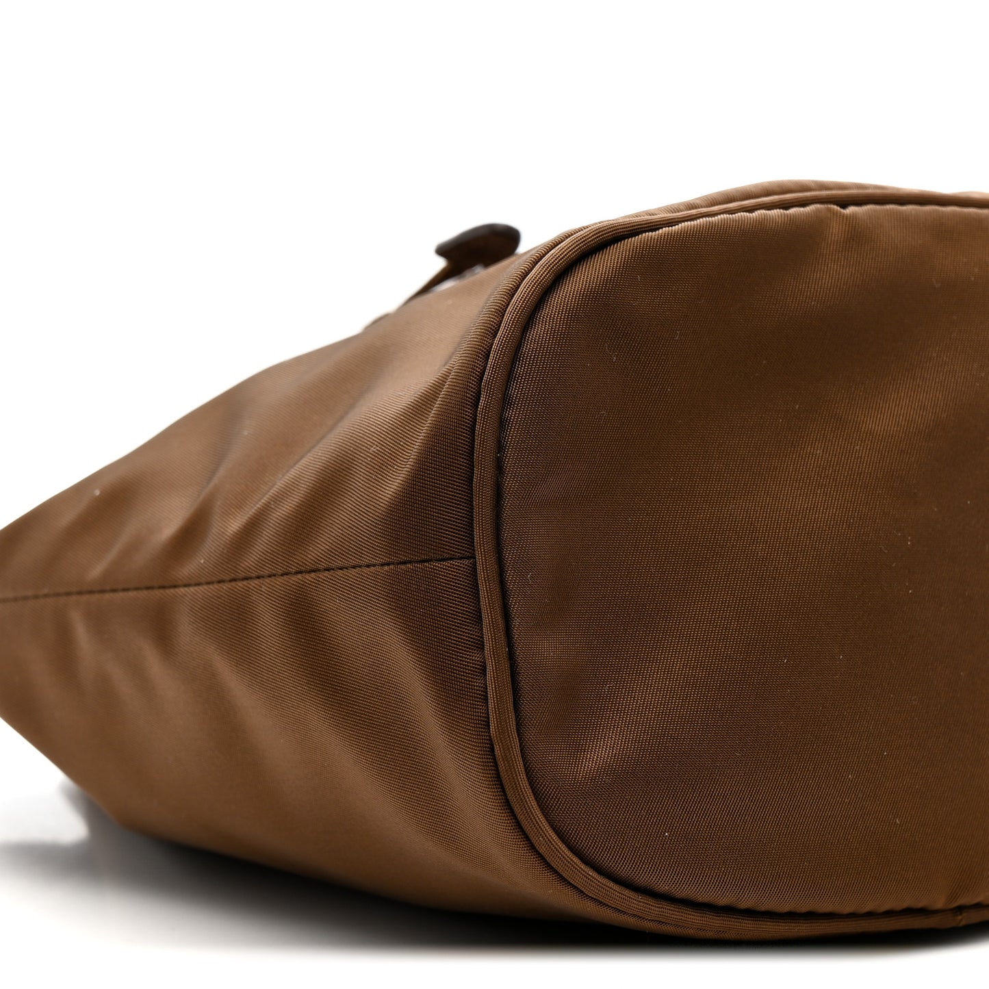 Re-Nylon Saffiano Crystal Mini Re-Edition 1978 Bucket Bag Cacao