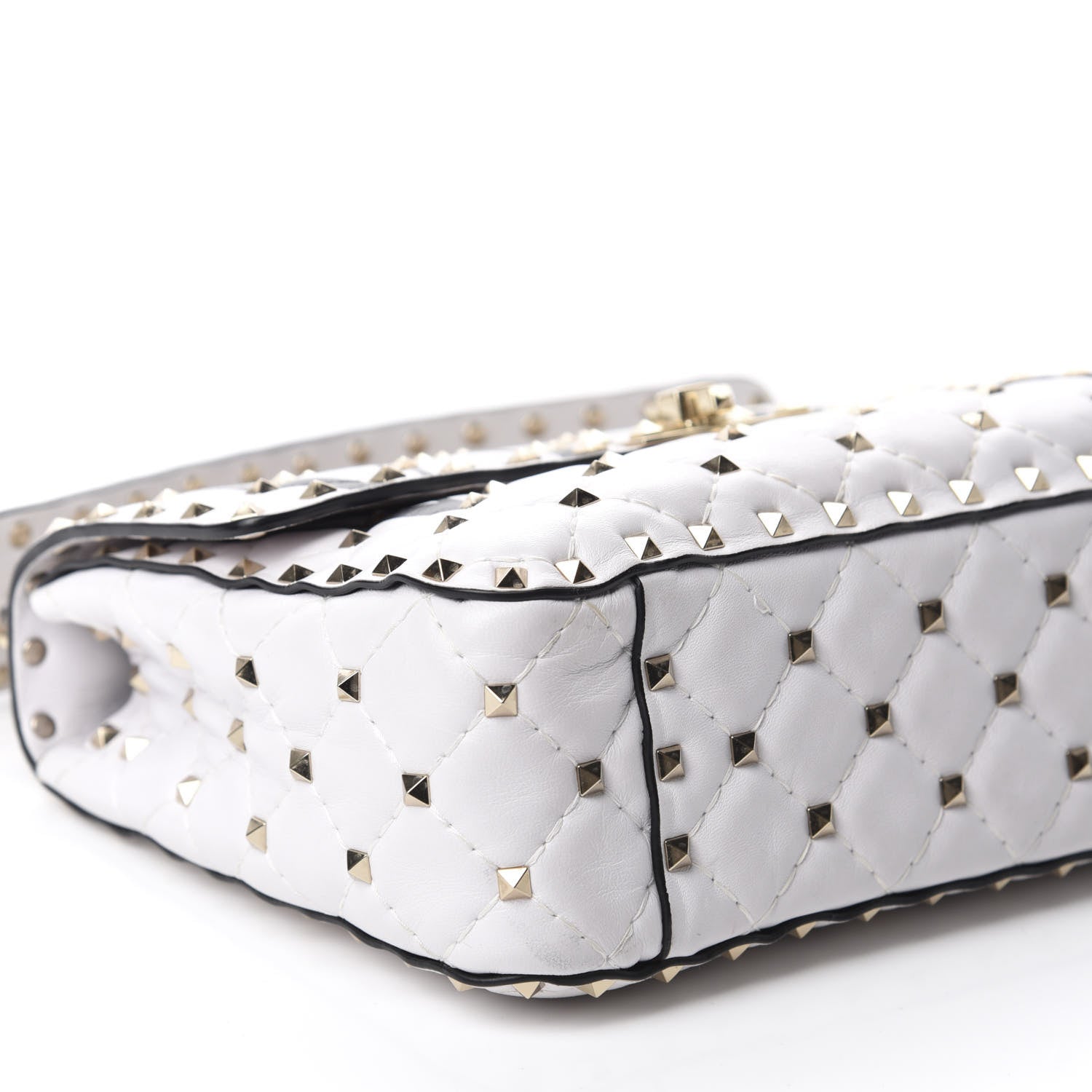 Valentino Garavani Lambskin VLTN Print Medium Rockstud Spike Shoulder Bag Optic White Black 6 of 11
