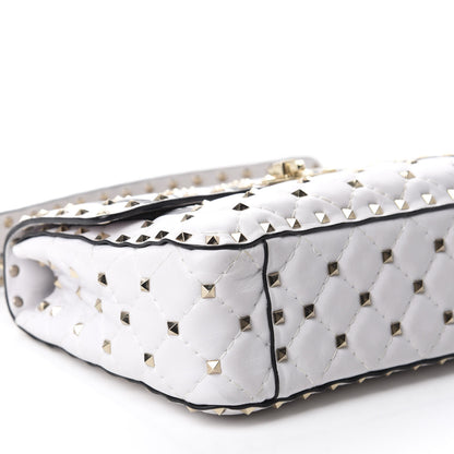 Valentino Garavani Lambskin VLTN Print Medium Rockstud Spike Shoulder Bag Optic White Black 6 of 11