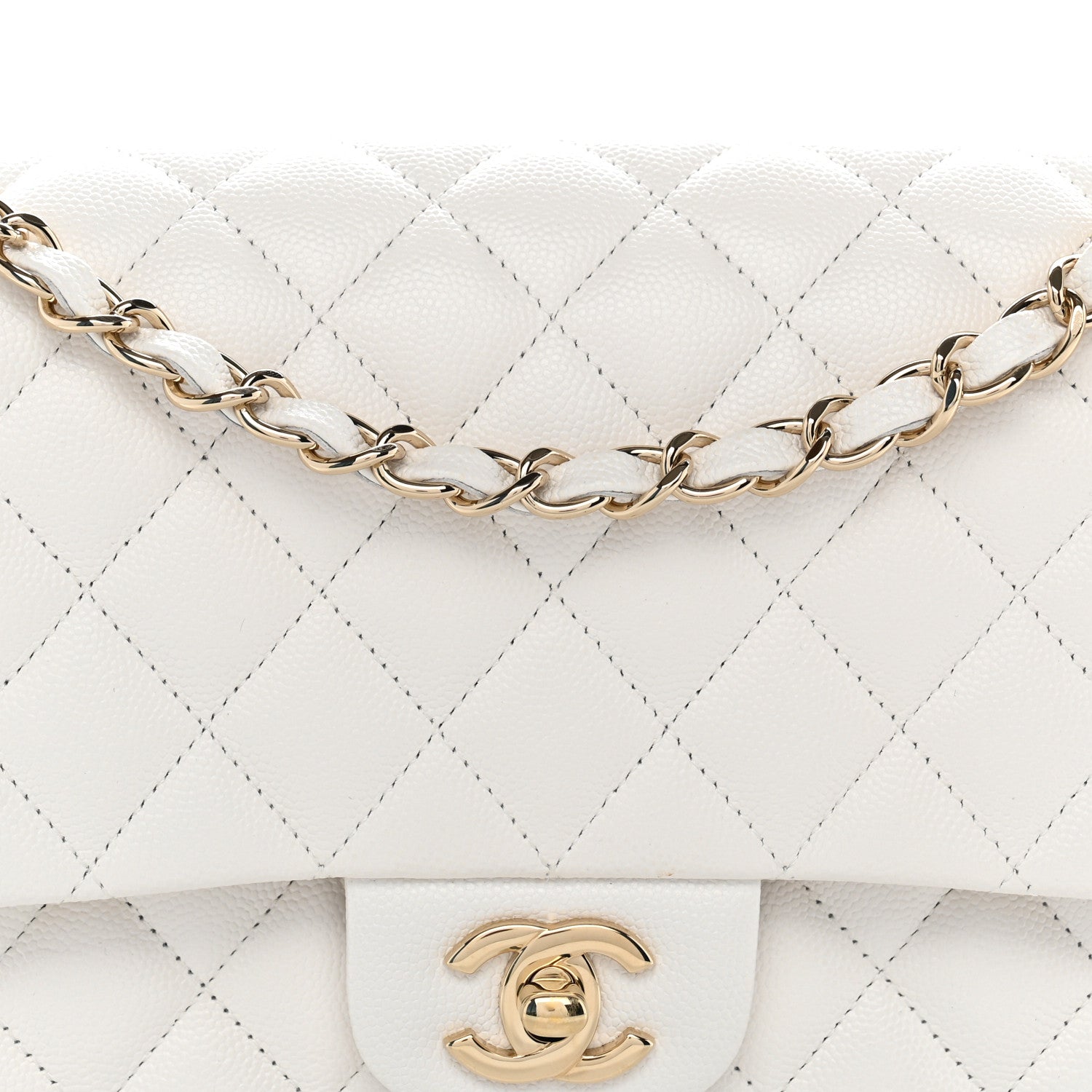 Chanel Caviar Quilted Medium Double Flap White 8 of 11