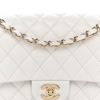 Chanel Caviar Quilted Medium Double Flap White 8 of 11