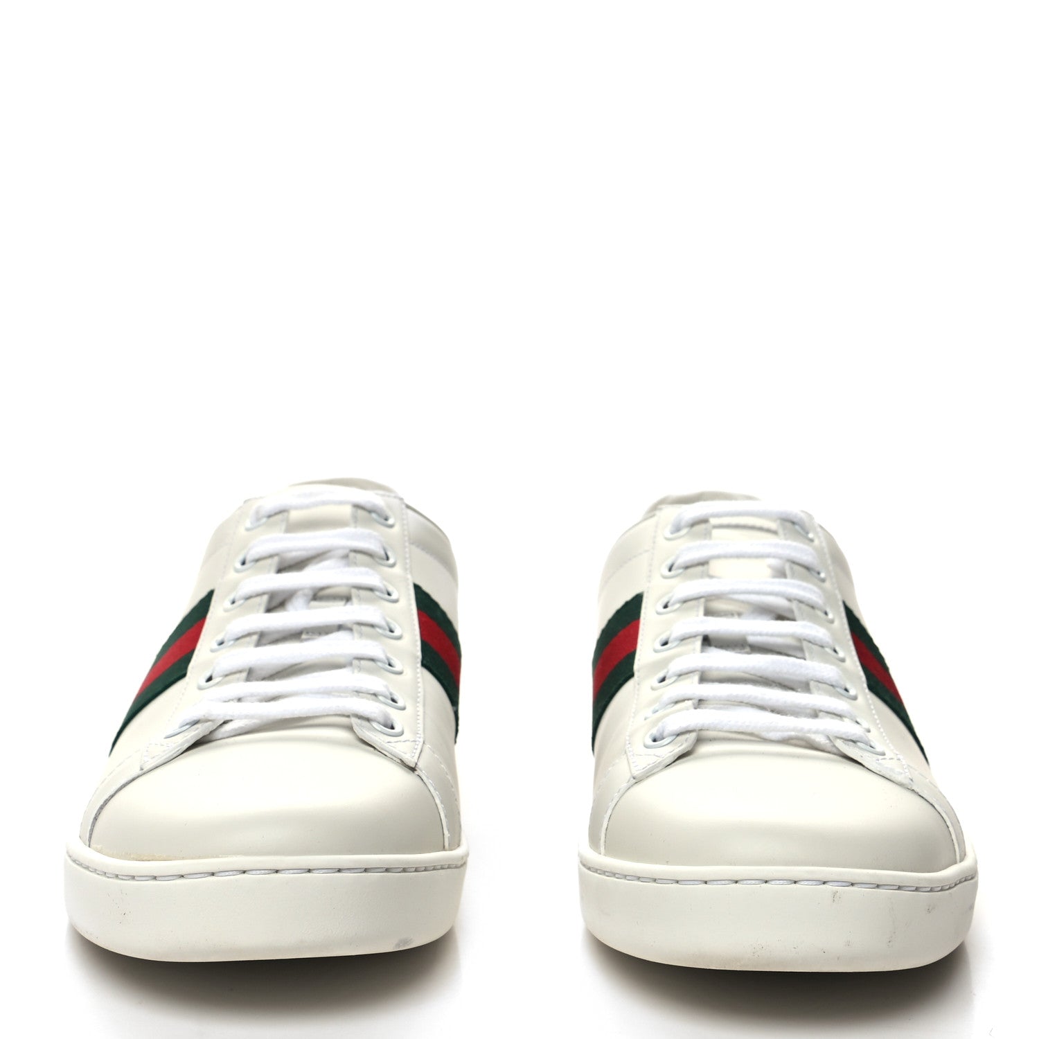 Gucci Calfskin Crocodile Web Womens Ace Sneakers 41 White Green 2 of 11