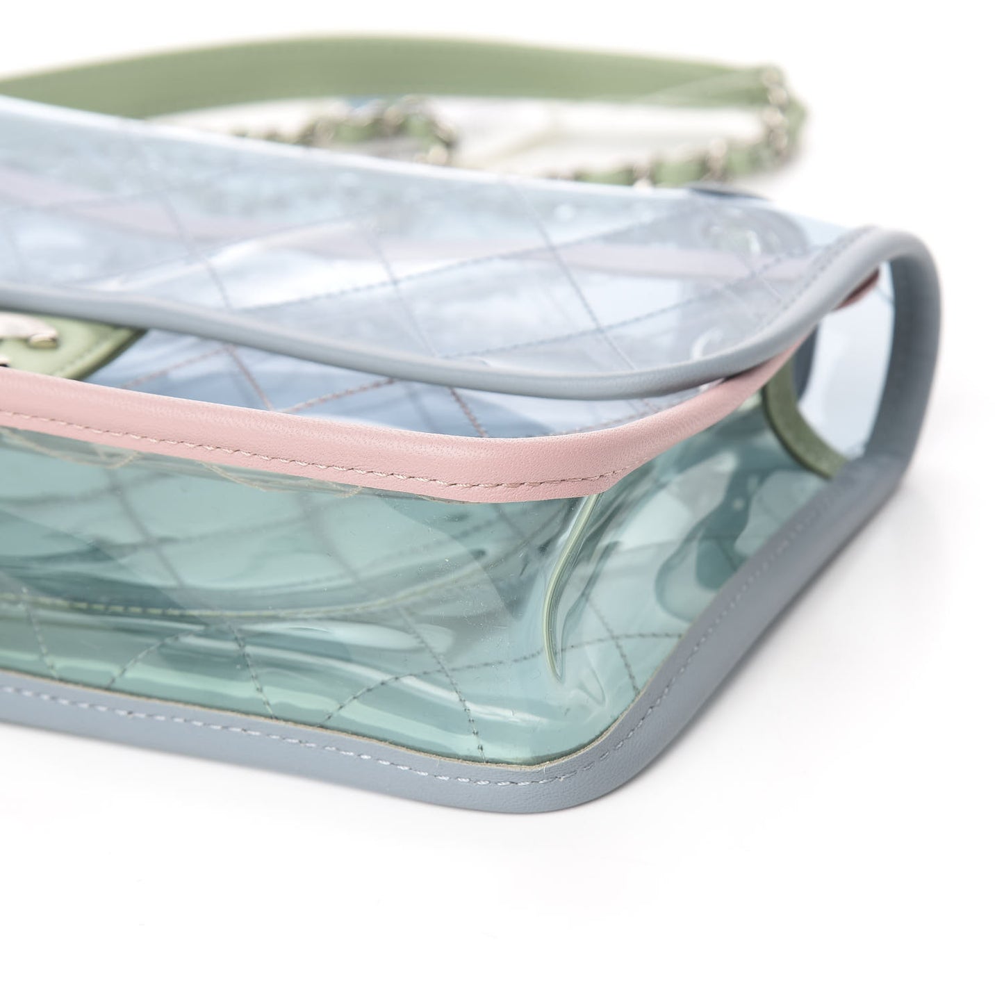 Lambskin PVC Quilted Medium Coco Splash Flap Blue Green