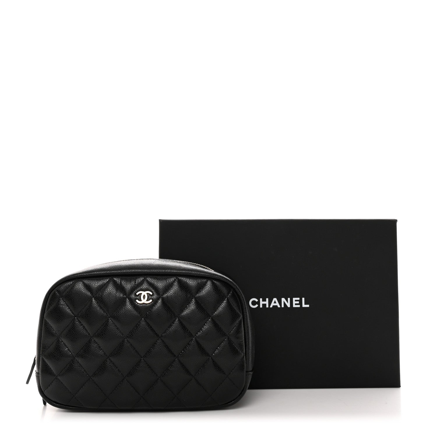 Chanel Caviar Quilted Medium Curvy Pouch Cosmetic Case Black 8 of 8