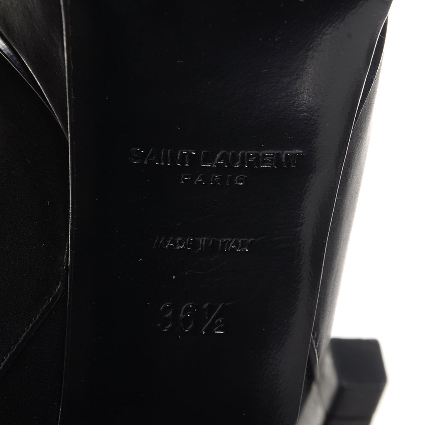 Leather Mid-Heel Knee High Boots 36.5 Black