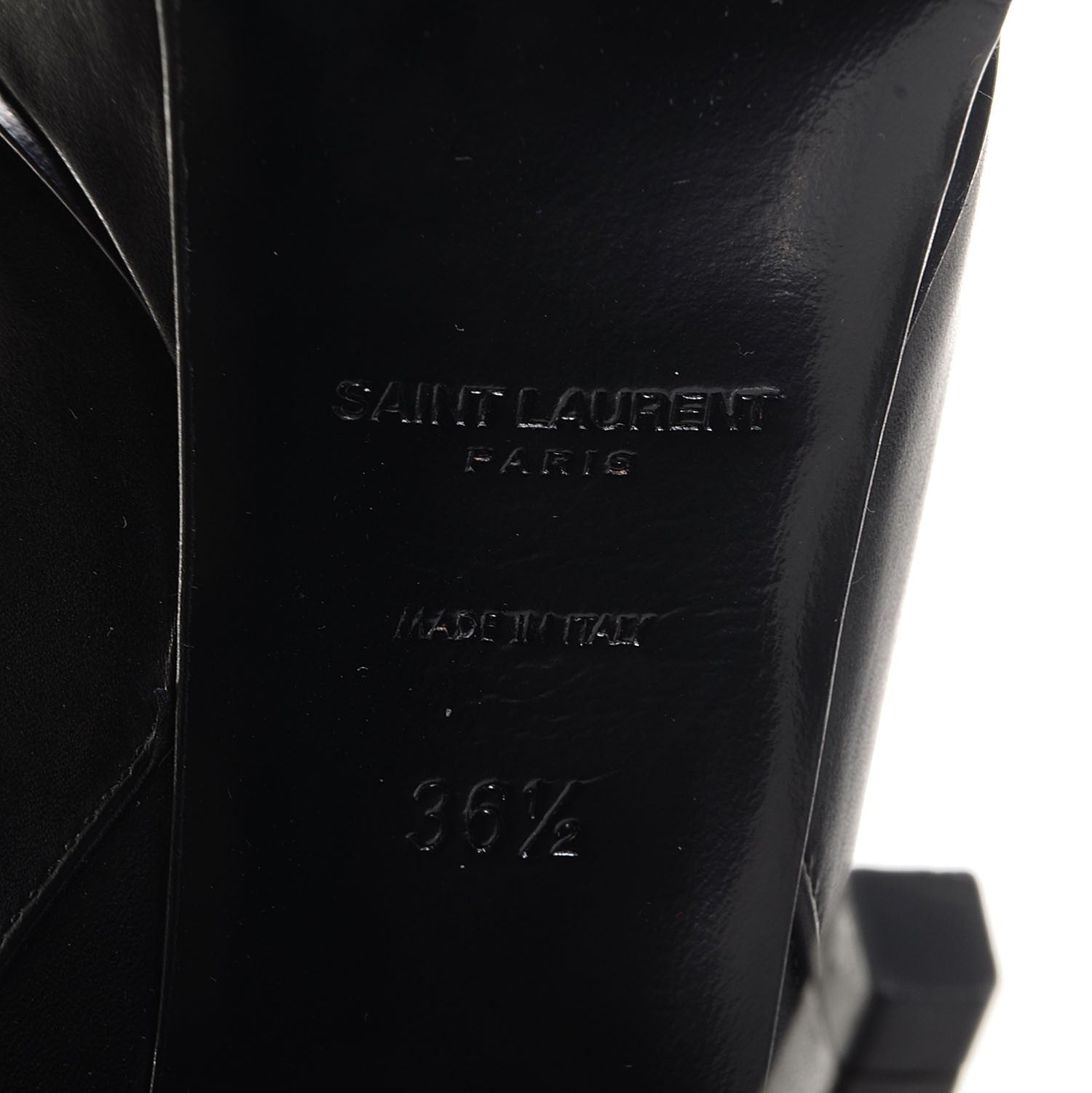 Saint Laurent Leather Mid-Heel Knee High Boots 36.5 Black 6 of 7