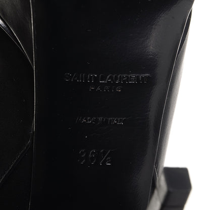 Saint Laurent Leather Mid-Heel Knee High Boots 36.5 Black 6 of 7