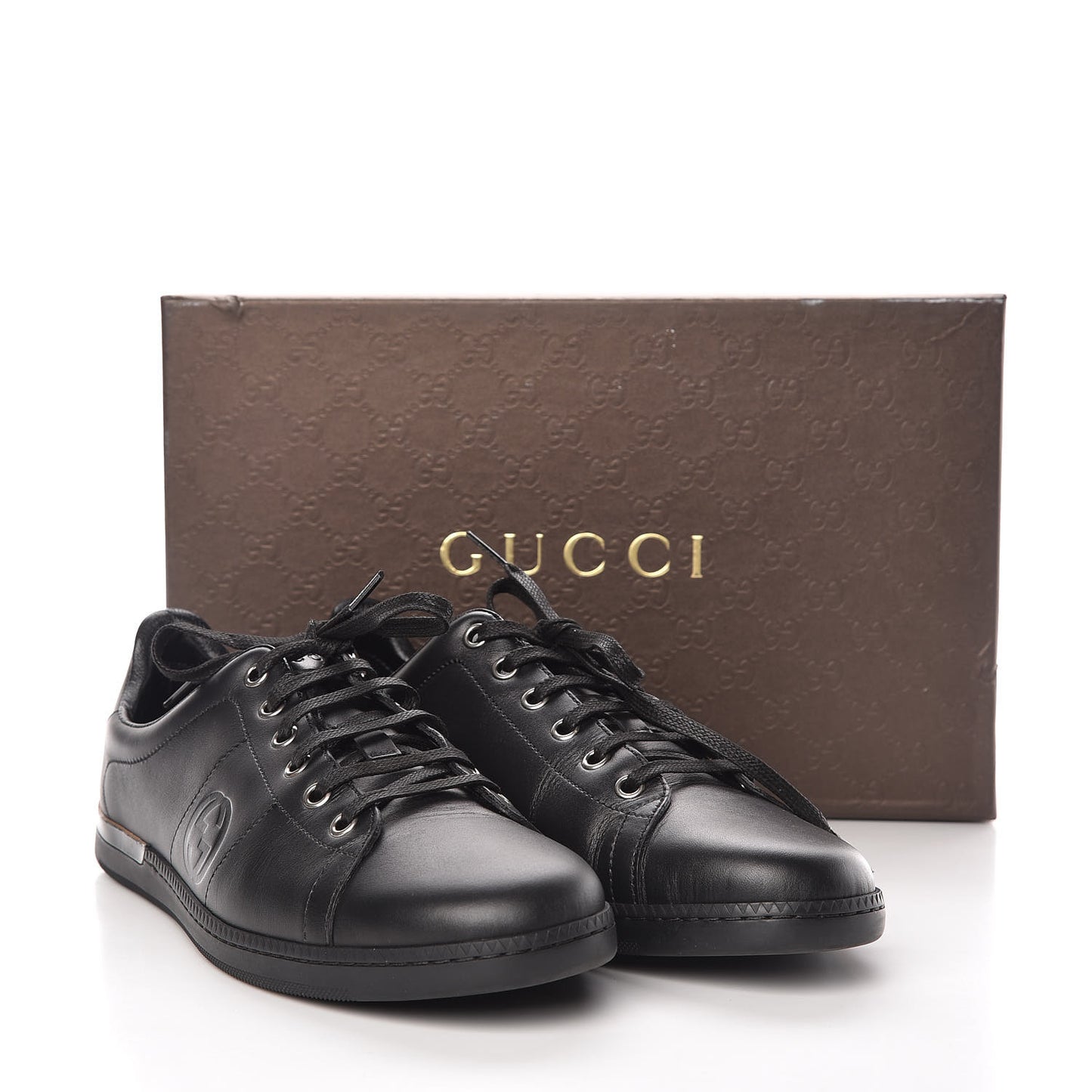 Calfskin Womens Interlocking G Sneakers 39 Black