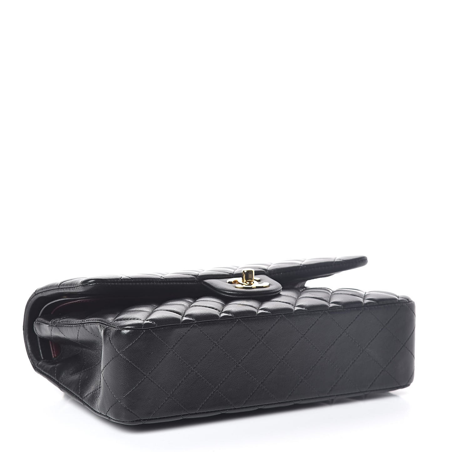Lambskin Quilted Medium Double Flap Black