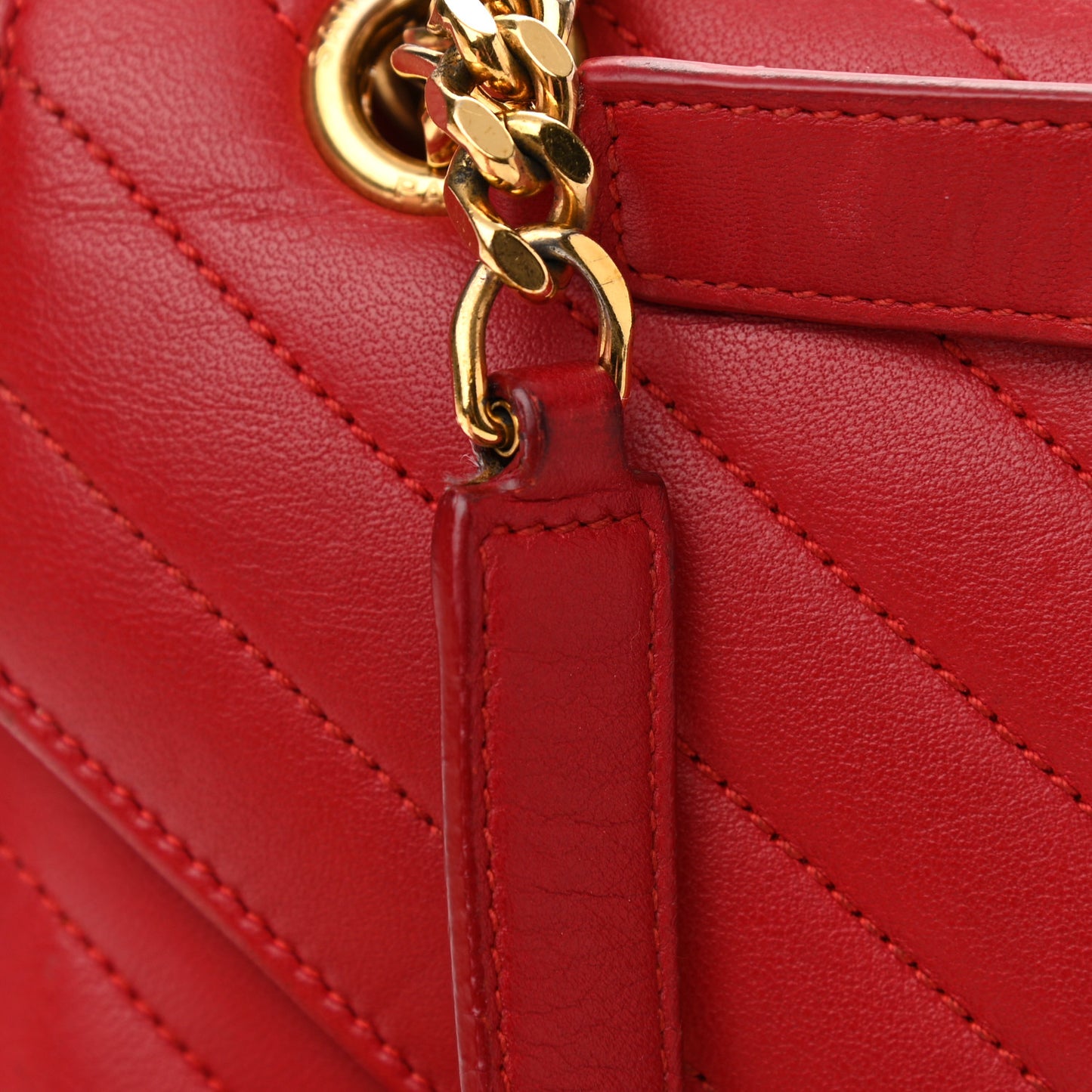 Lambskin Matelasse Chevron Medium Monogram Satchel Red