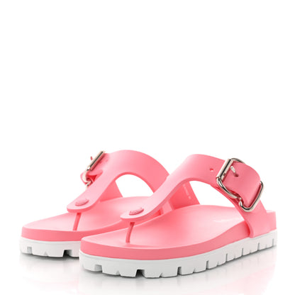 Prada EVA Rubber Buckled Lug Sole 20mm Thong Sandals 40 Begonia 3 of 8
