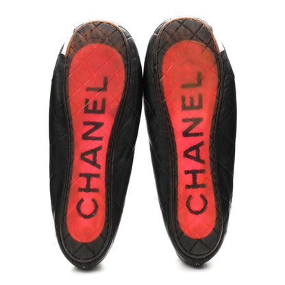 Chanel Lambskin Quilted Cambon Ballerina Flats 37 Black 6 of 8