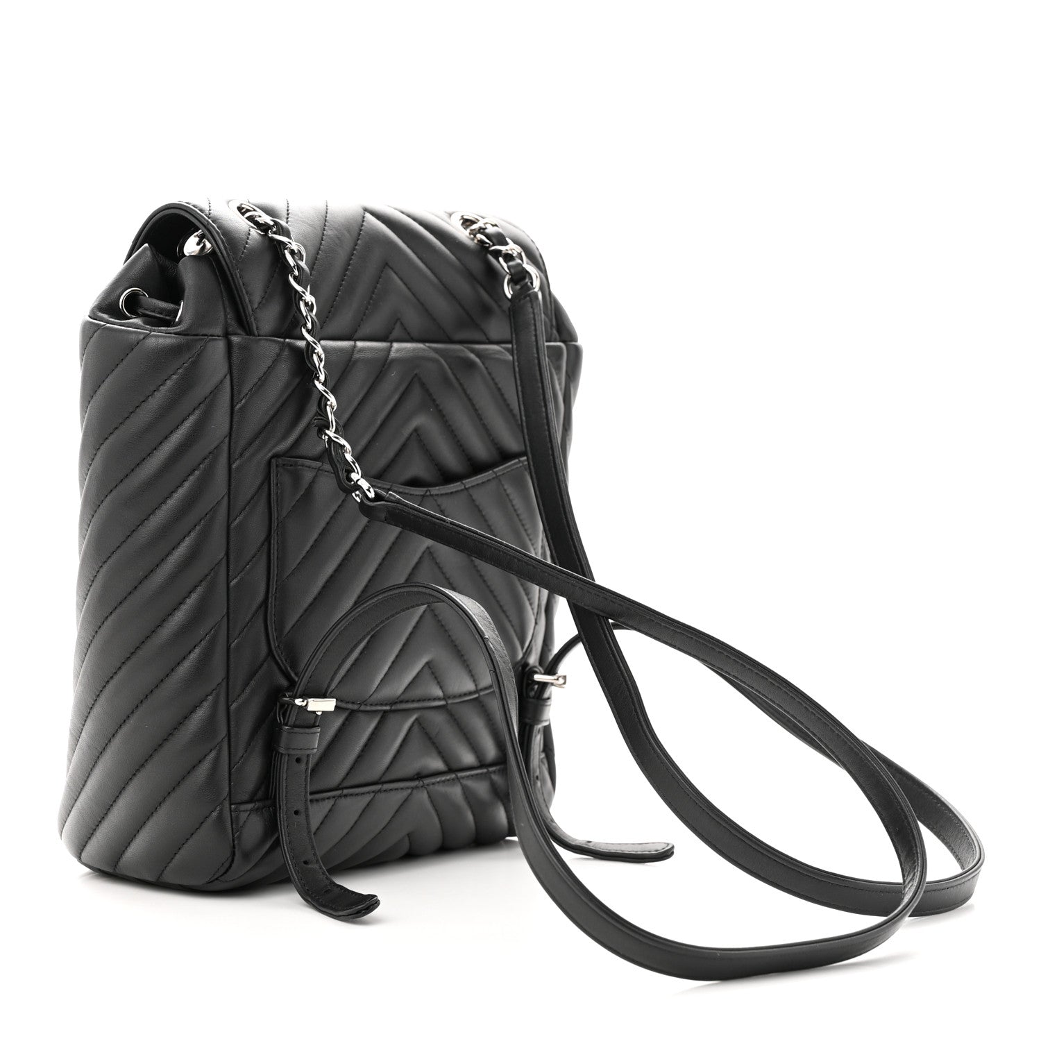 Chanel Lambskin Chevron Quilted Small Urban Spirit Backpack Black 3 of 10