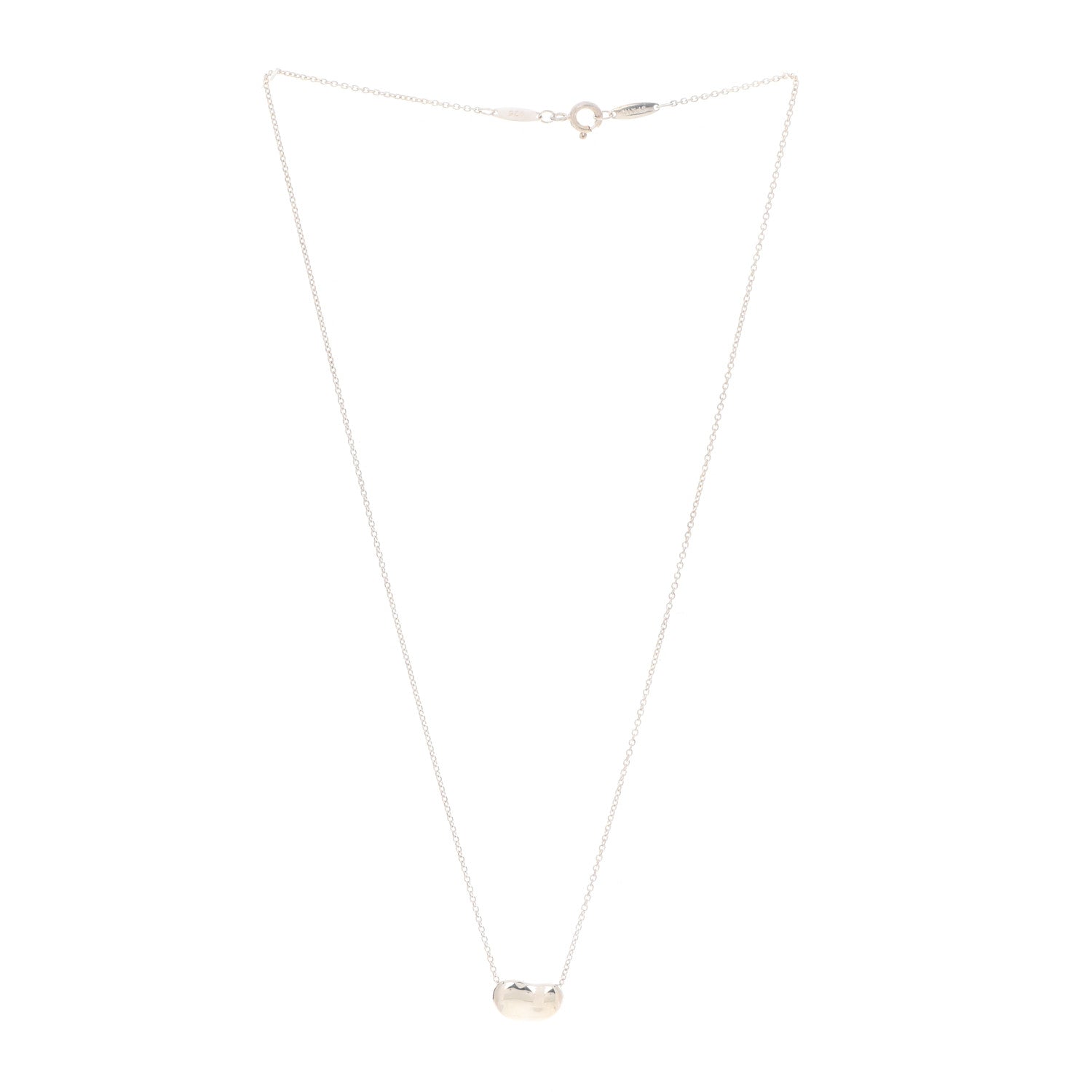 Tiffany Sterling Silver 12mm Elsa Peretti Bean Pendant Necklace 3 of 6