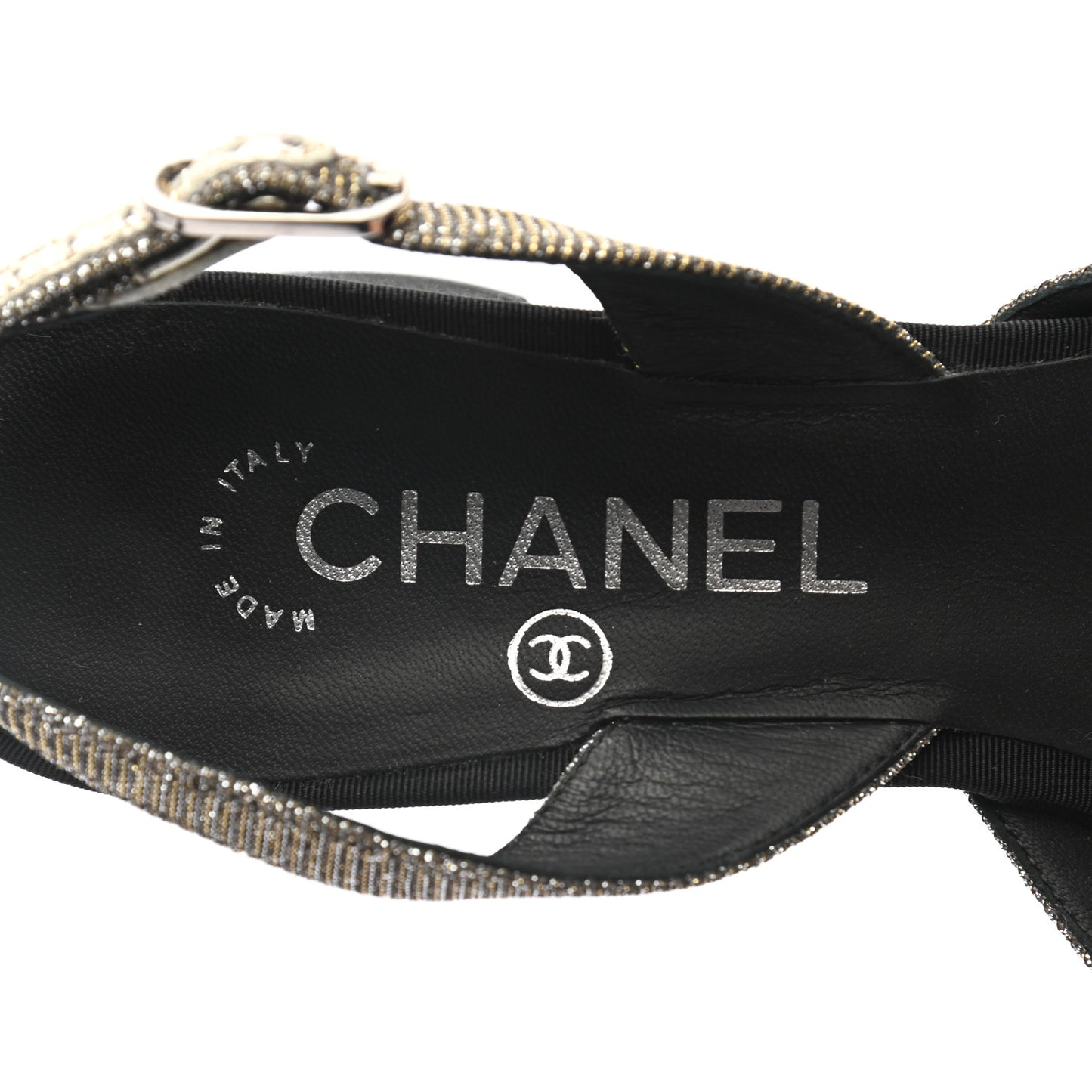 Glitter Grosgrain Cap Toe CC Slingback Pumps 39 Gold Black