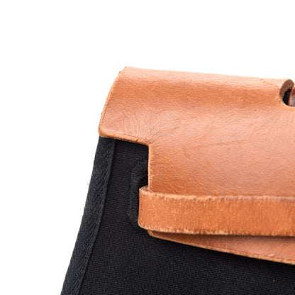 Hermes Toile Vache Calfskin Herbag 30 PM Black Natural 8 of 15