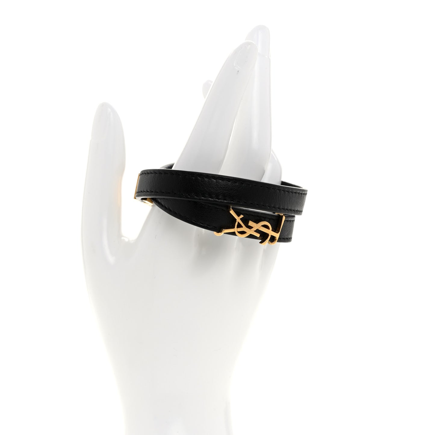 Calfskin Opyum Double Wrap Bracelet Black