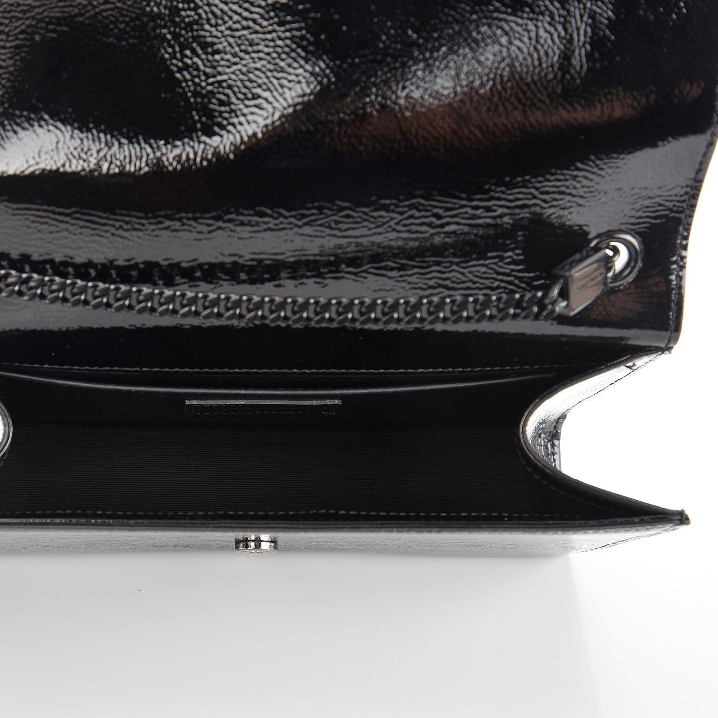 Textured Patent Medium Classic Monogram Kate Satchel Black