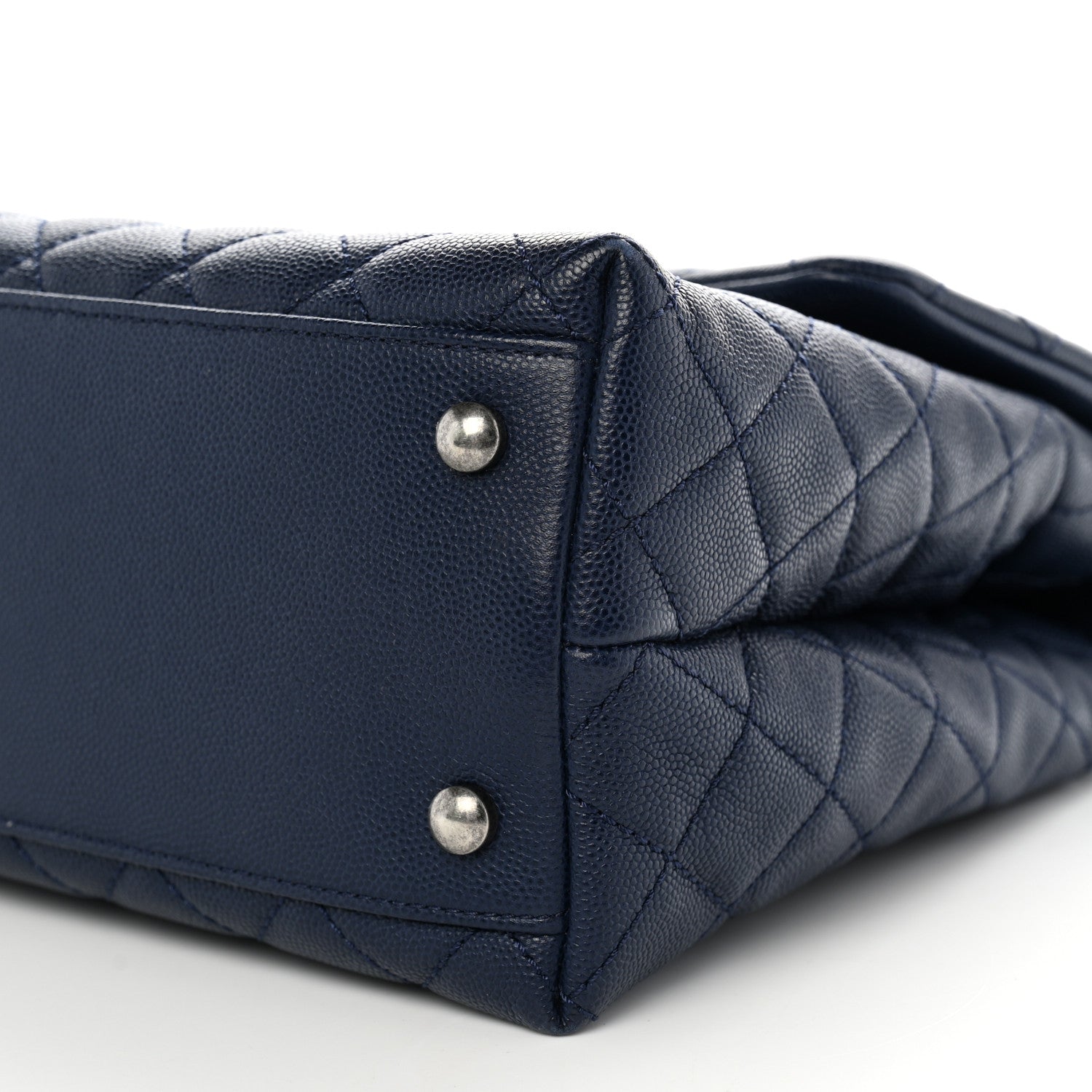 Chanel Caviar Lizard Quilted Medium Coco Handle Flap Navy 9 of 9