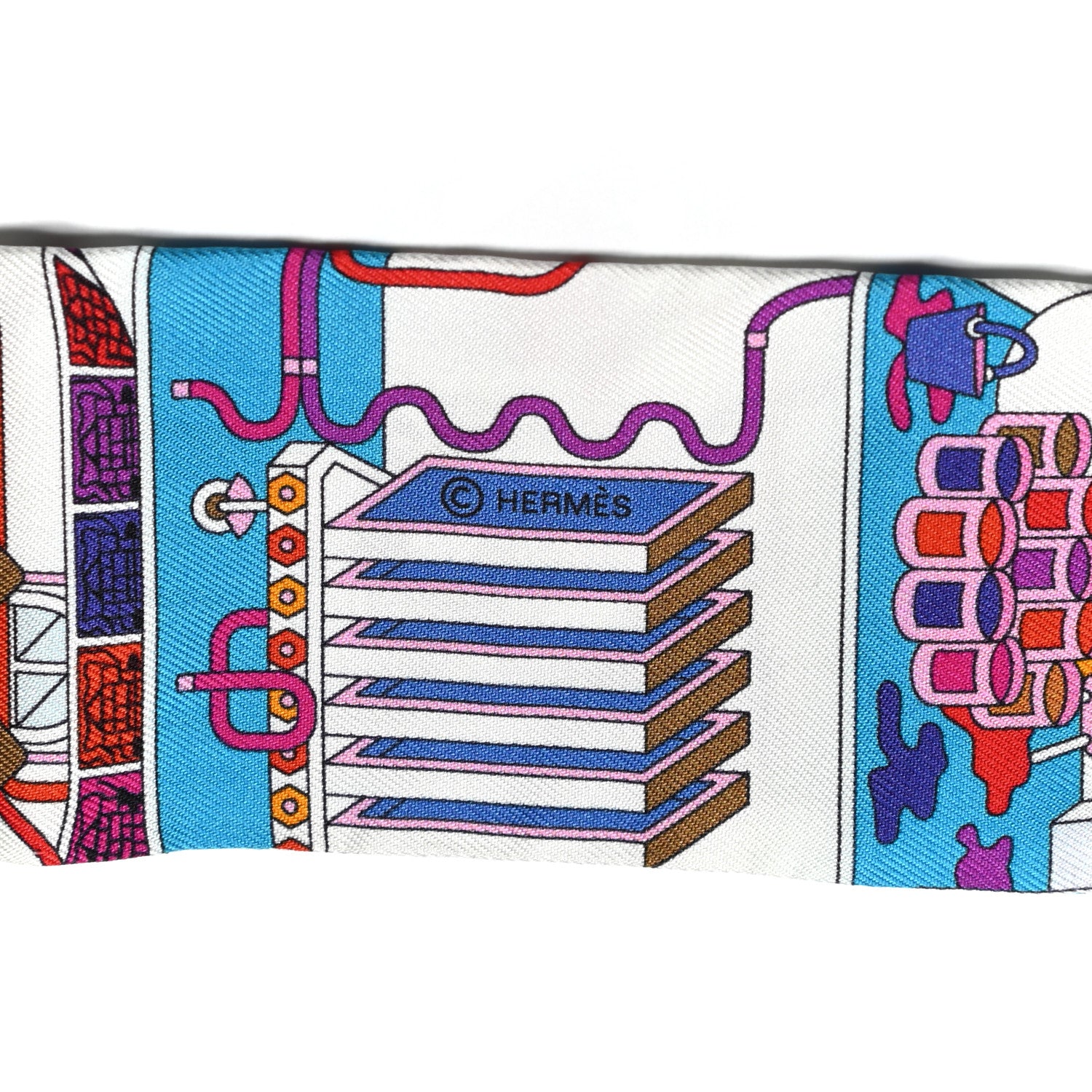 Hermes Silk La Maizeon des Carres Twilly White Rose Bleu 3 of 4