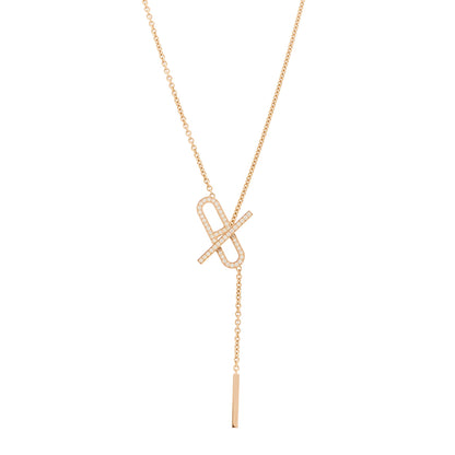 Hermes 18K Rose Gold Diamond PM Ever Chaine D'Ancre Necklace ST 1 of 6