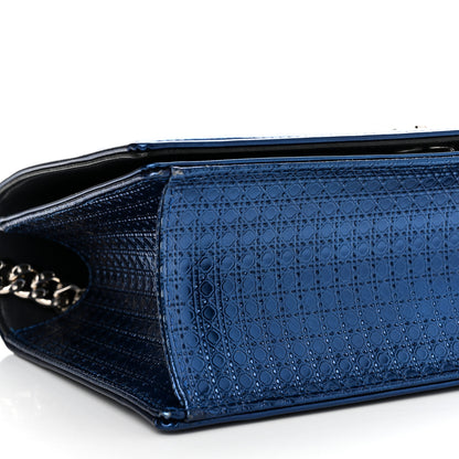 Christian Dior Metallic Patent Micro-Cannage Medium Diorama Flap Bag Blue 9 of 11