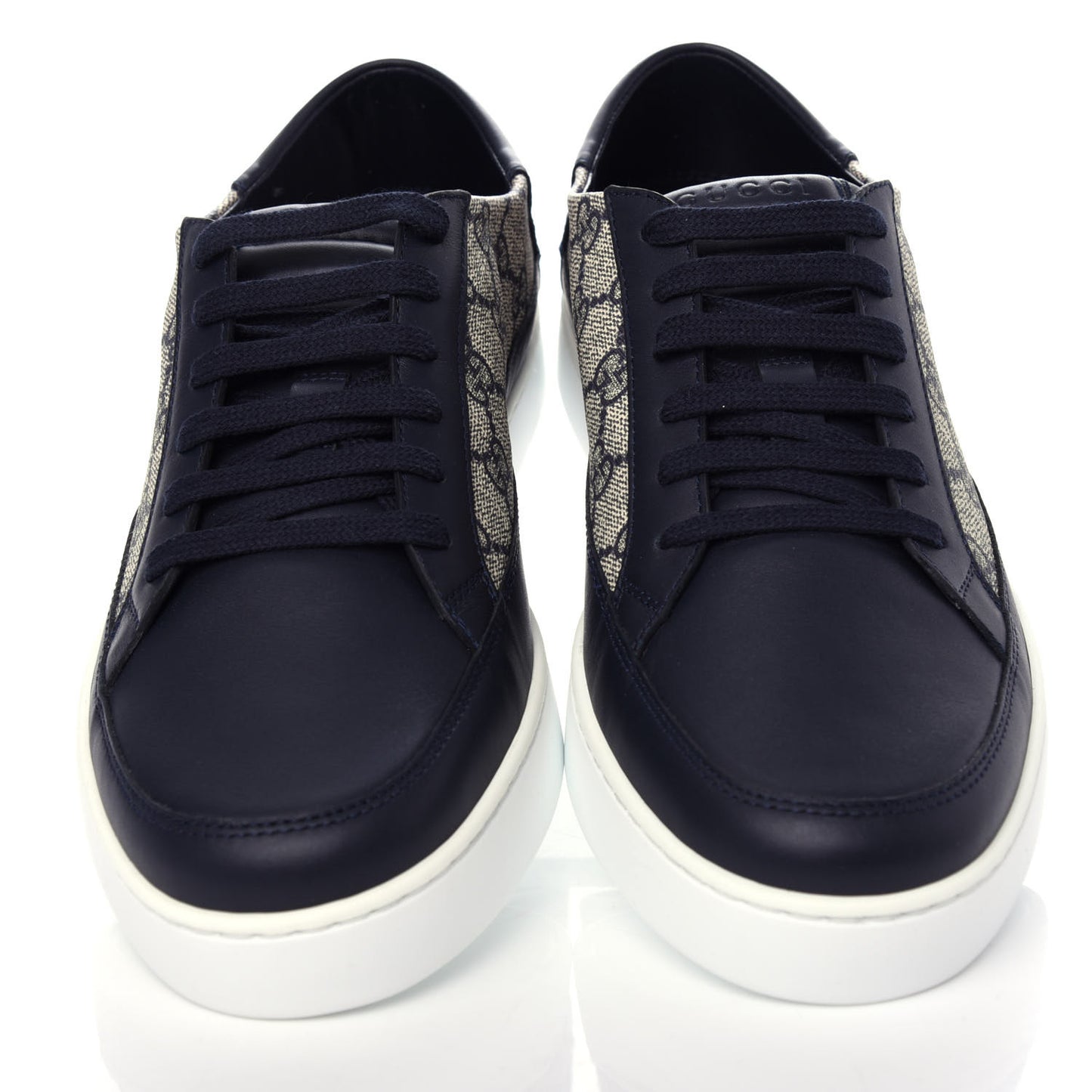 GG Supreme Monogram Calfskin Mens Low Top Sneakers 9 Blue Beige