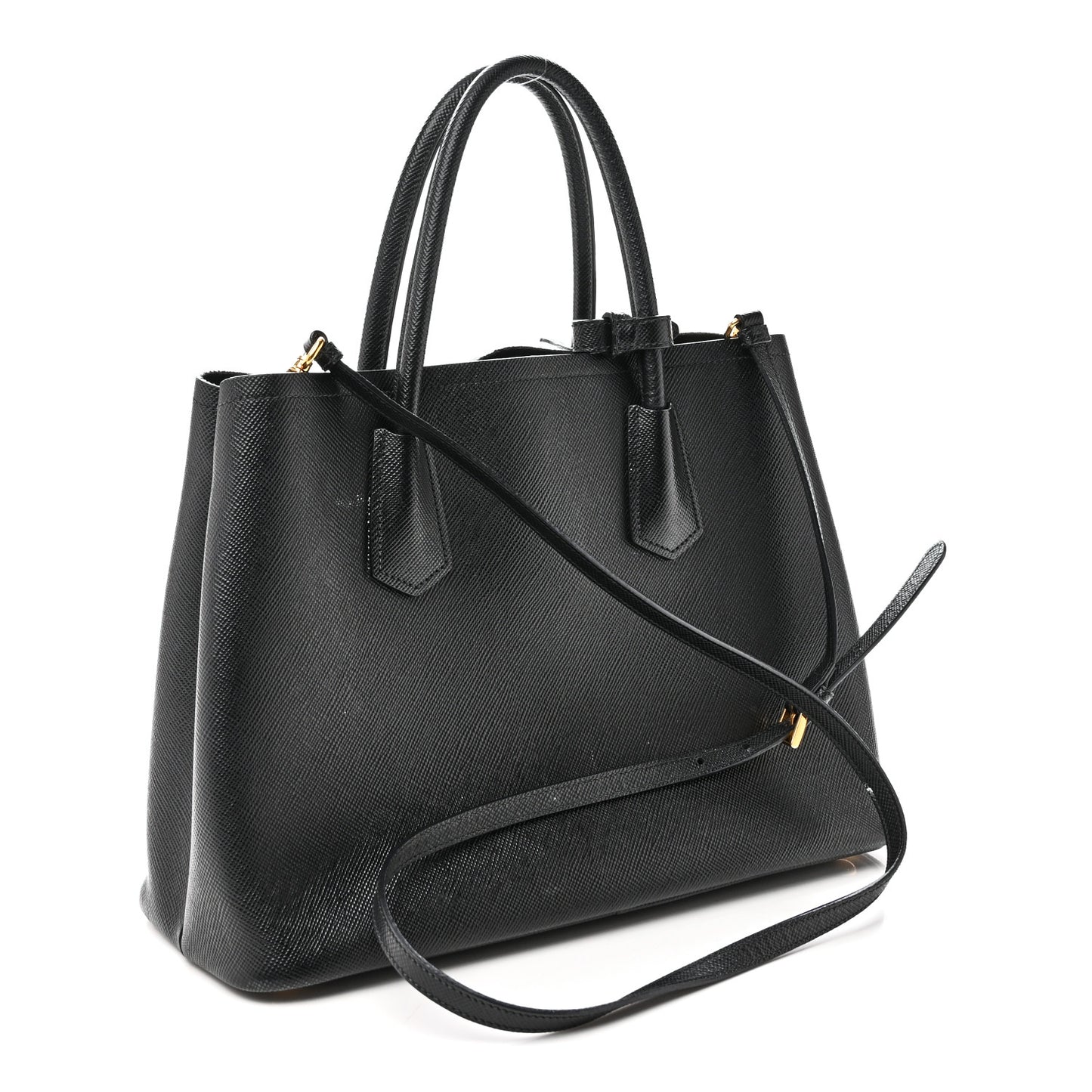 Saffiano Cuir Medium Double Bag Black
