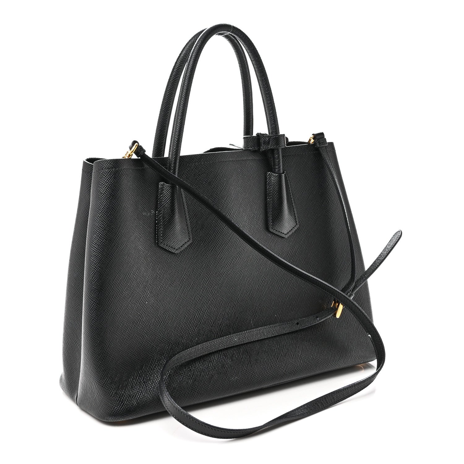 Prada Saffiano Cuir Medium Double Bag Black 3 of 9