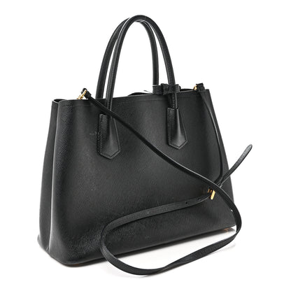 Prada Saffiano Cuir Medium Double Bag Black 3 of 9