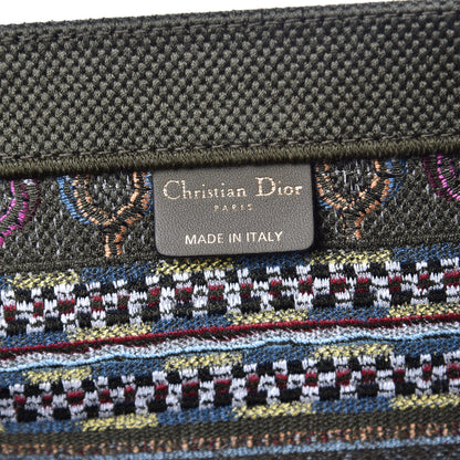 Christian Dior Canvas Embroidered Book Tote Olive Multicolor 6 of 12