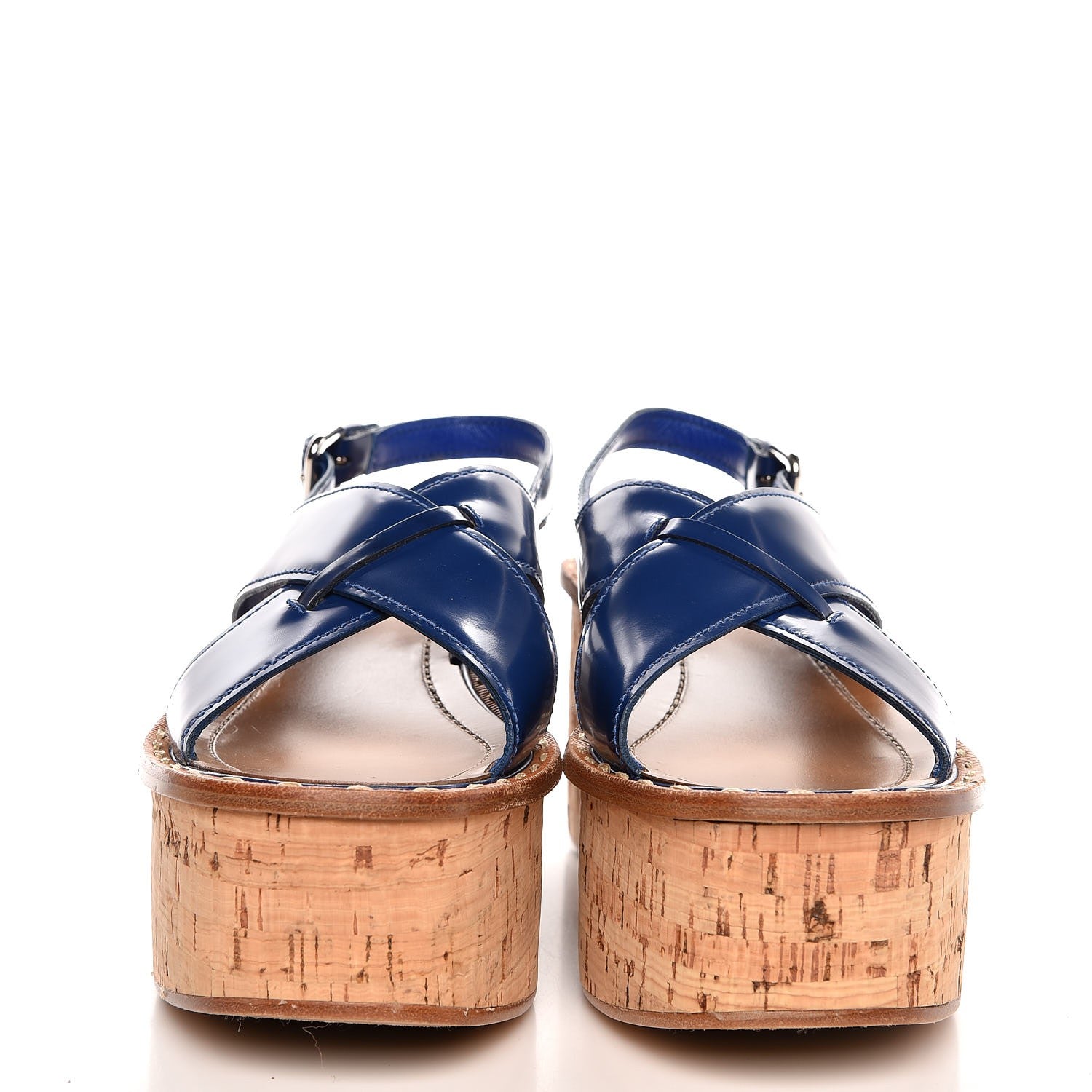 Prada Vernice Cork Crisscross Platform 60mm Sandals 40.5 Cobalto 2 of 13
