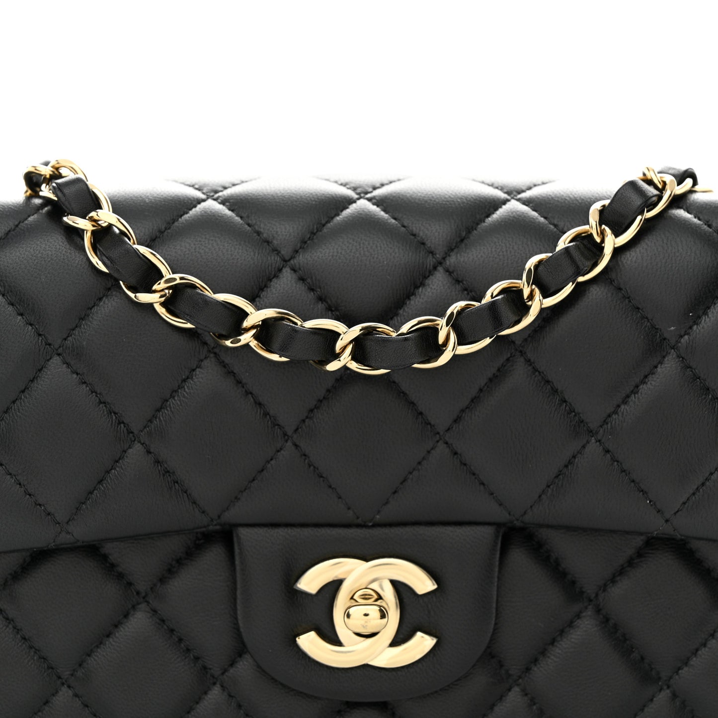 Lambskin Quilted Mini Rectangular Flap Black