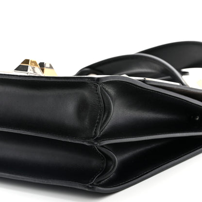 Fendi Vitello Liberty Lucido Metal Monster Eyes Studded Kan I Shoulder Bag Black 10 of 11