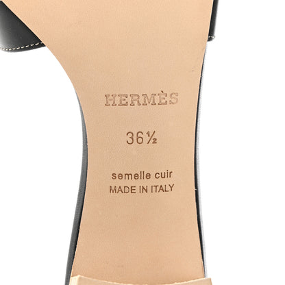 Hermes Calfskin Oasis Sandals 36.5 Black 8 of 9
