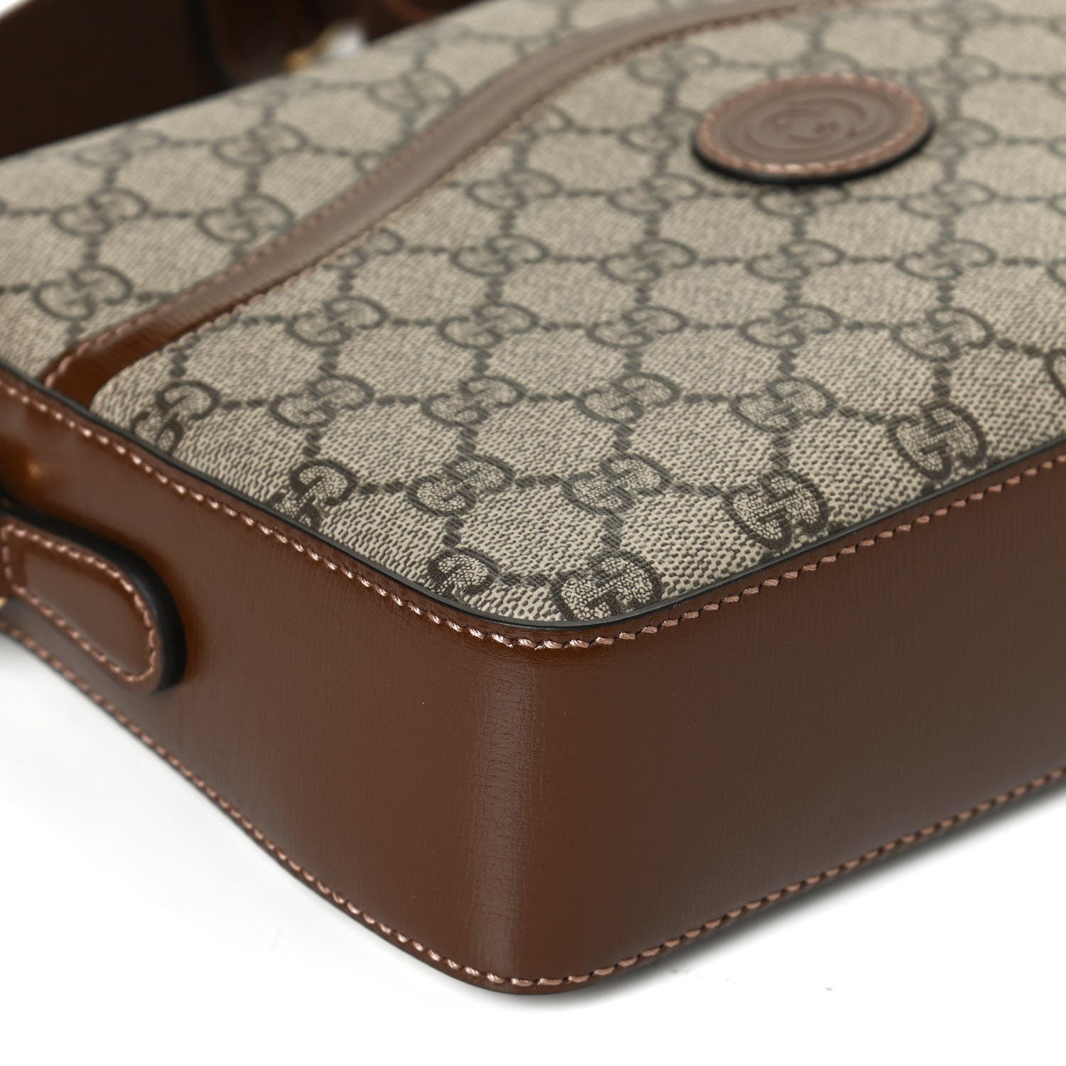 Gucci GG Supreme Monogram Azalea Calfskin Retro Interlocking G Messenger Shoulder Bag Beige Ebony Brown Sugar 11 of 12