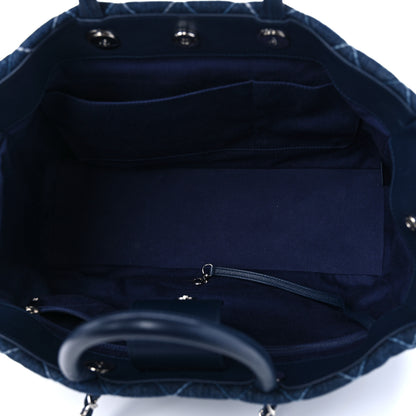 Chanel Denim Quilted Large Coco Handle Shopping Tote Blue 6 of 12