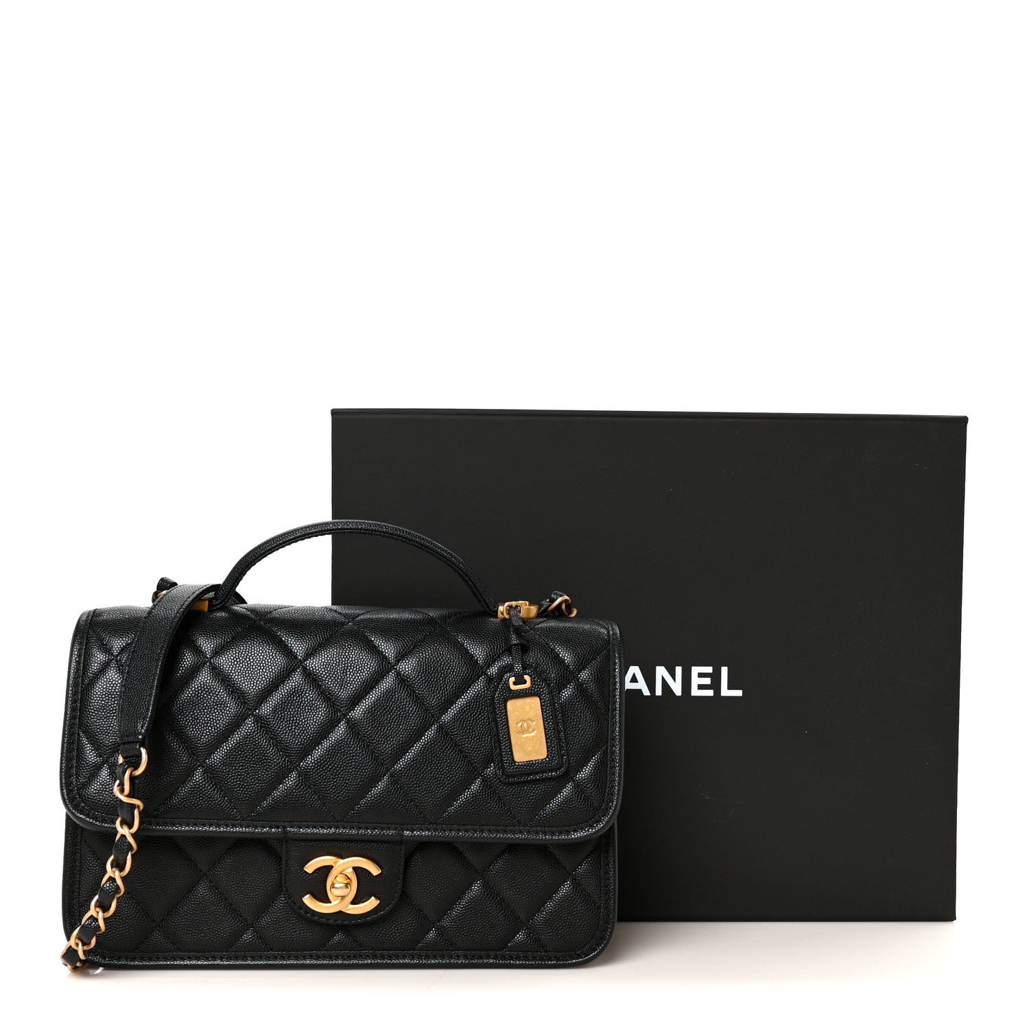 Chanel Caviar Quilted School Memory Small Top Handle Flap Black 13 of 13