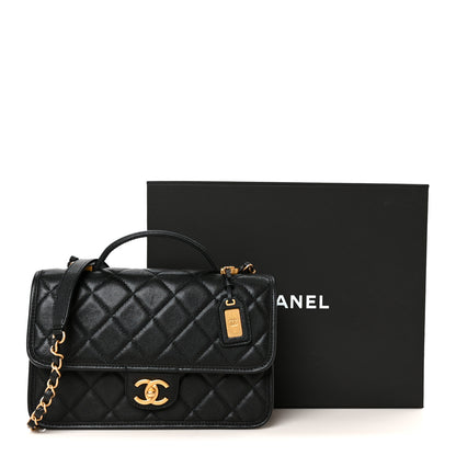 Chanel Caviar Quilted School Memory Small Top Handle Flap Black 13 of 13