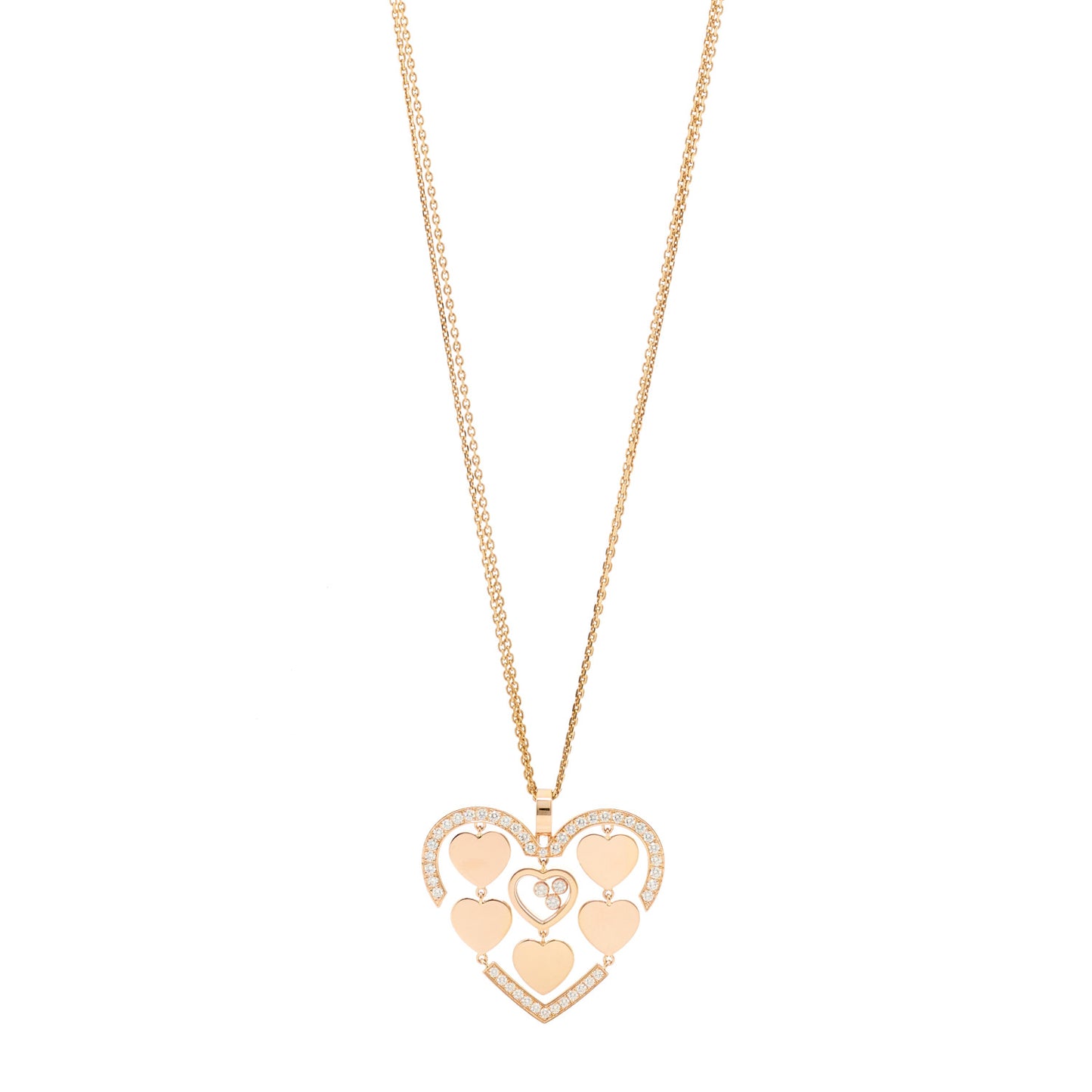 18K Rose Gold Diamond Happy Amore Pendant Necklace
