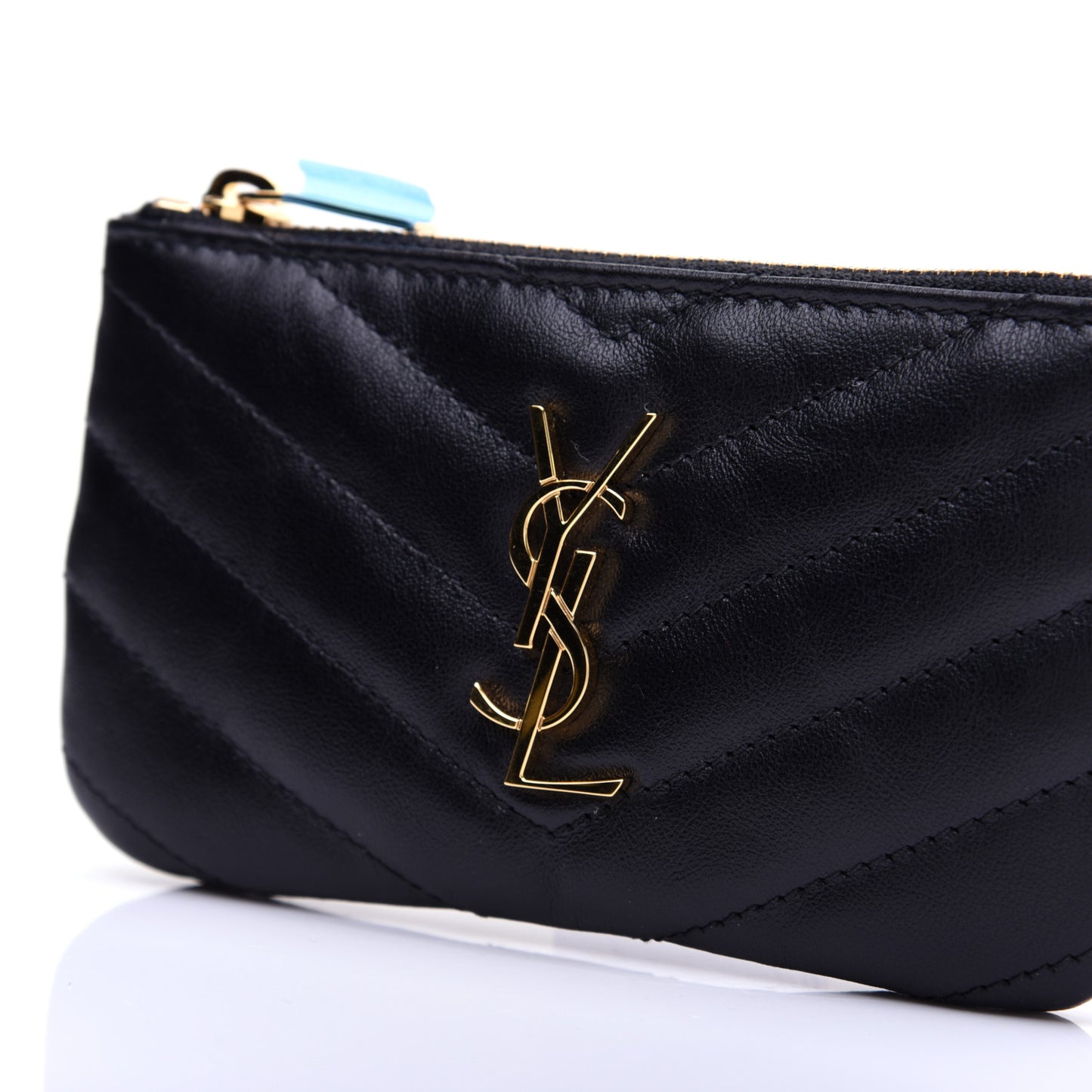 Calfskin Matelasse Monogram Key Pouch Black