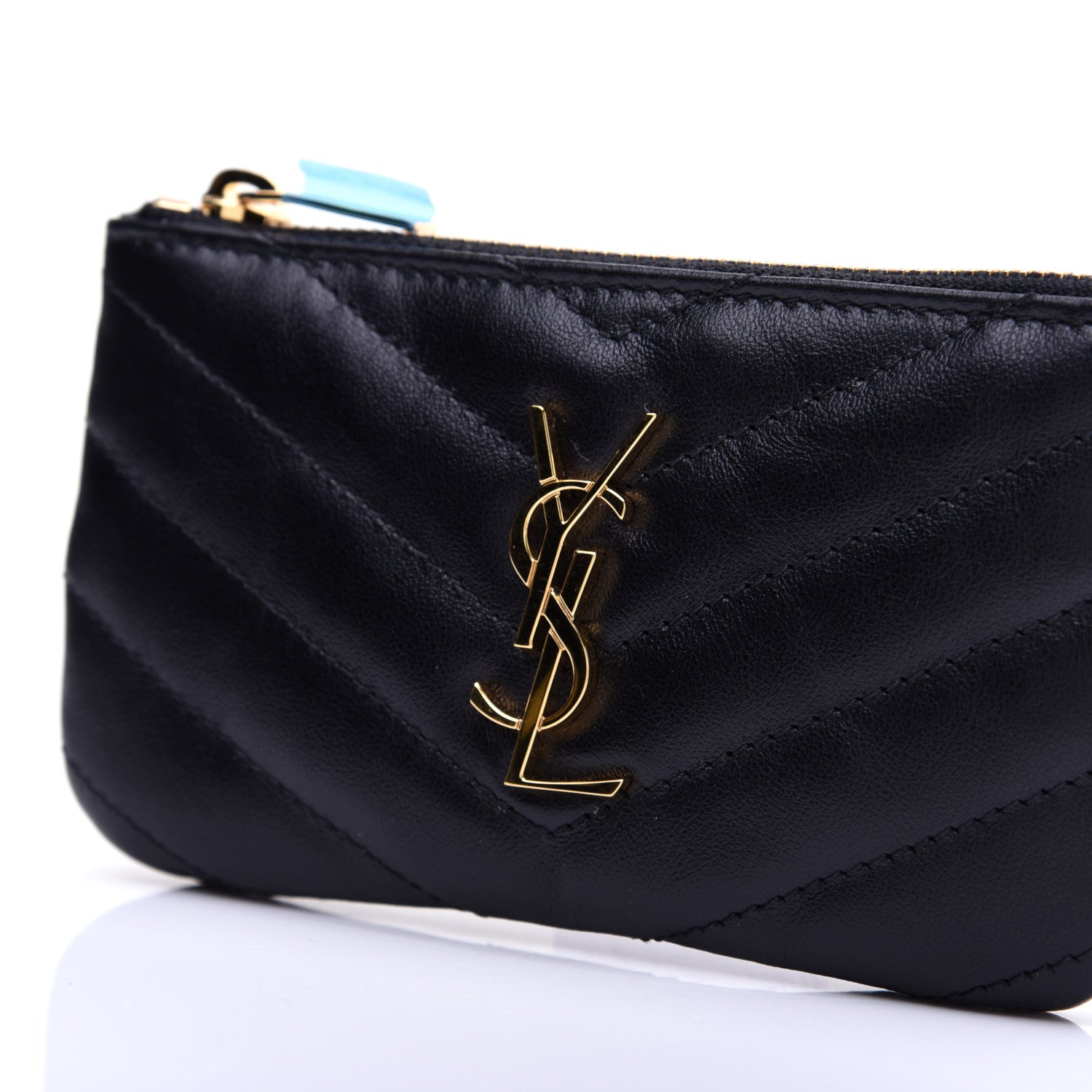 Saint Laurent Calfskin Matelasse Monogram Key Pouch Black 11 of 12