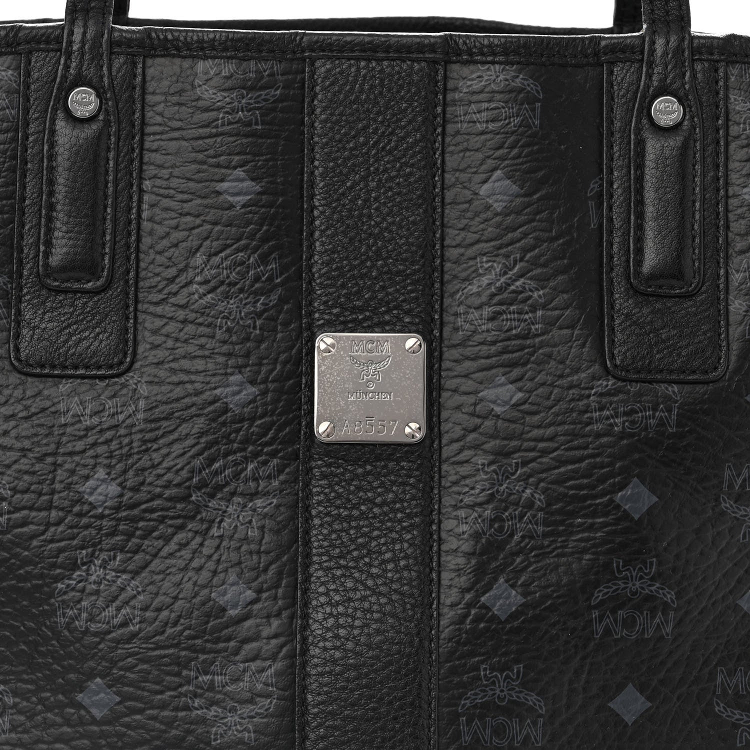 MCM Visetos Large Liz Reversible Shopper Tote Black 7 of 18