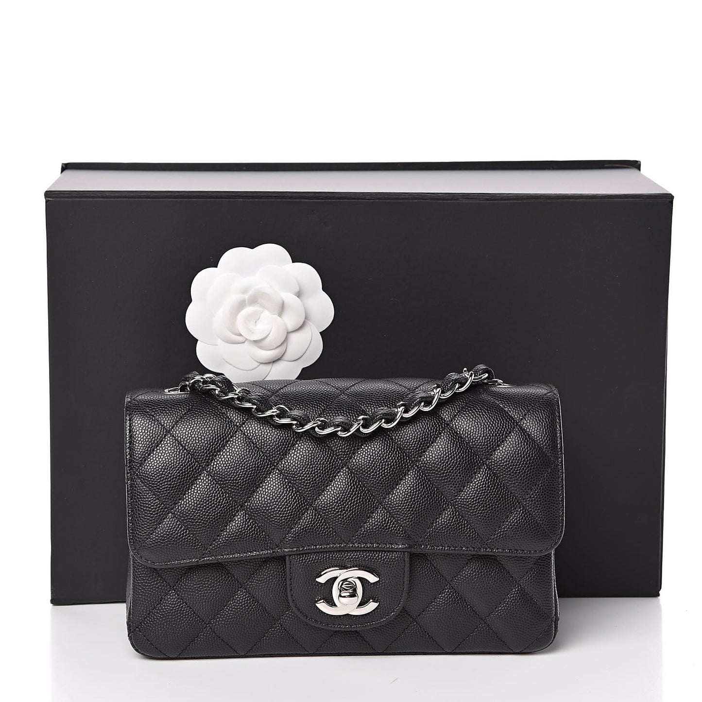 Caviar Quilted Mini Rectangular Flap Black