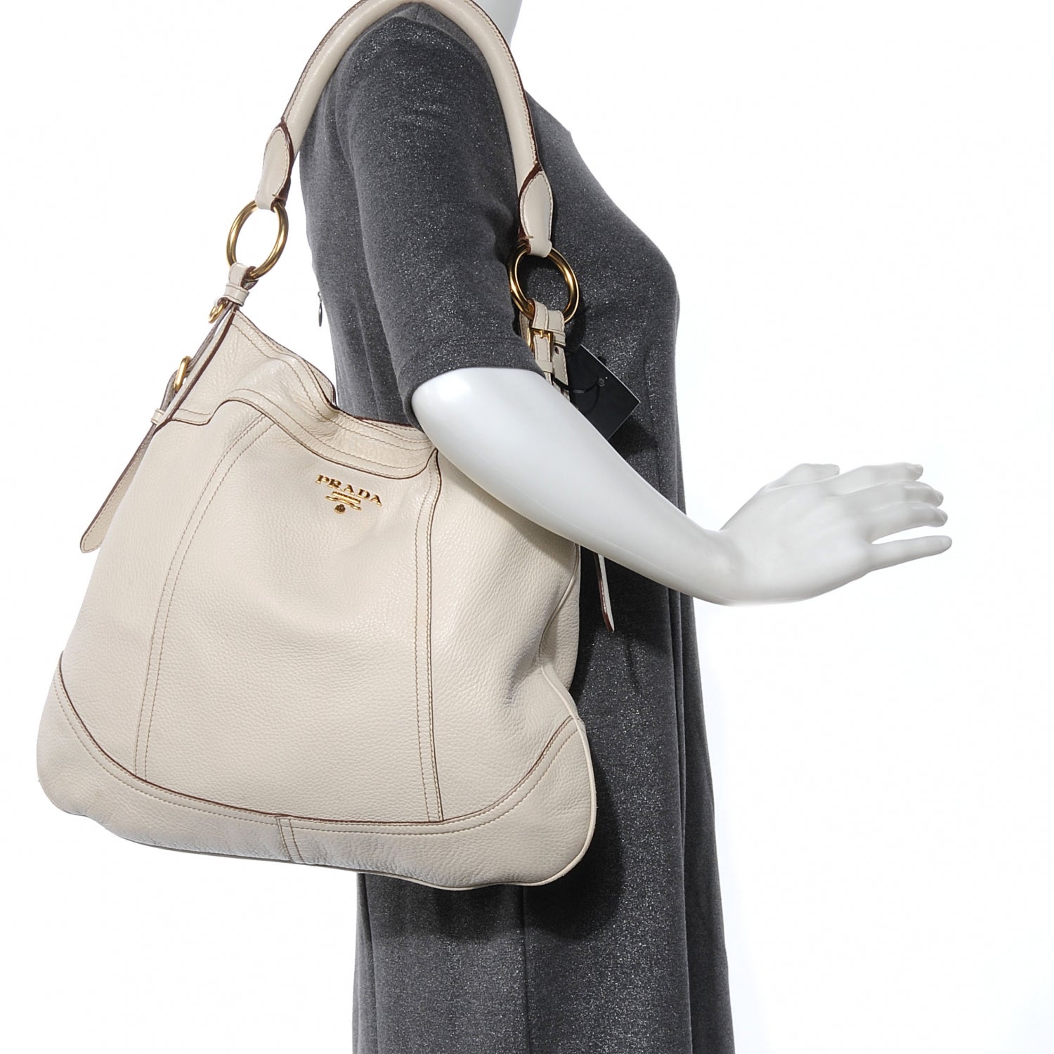 Prada Vitello Daino Hobo Talco 2 of 9