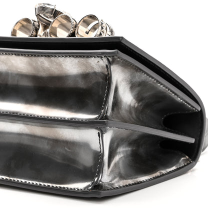 Alexander McQueen Metallic Patent Calfskin Jeweled Knuckle Satchel Silver 9 of 9